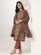 Brown Pure Cotton Floral Printed A-line Kurta Set